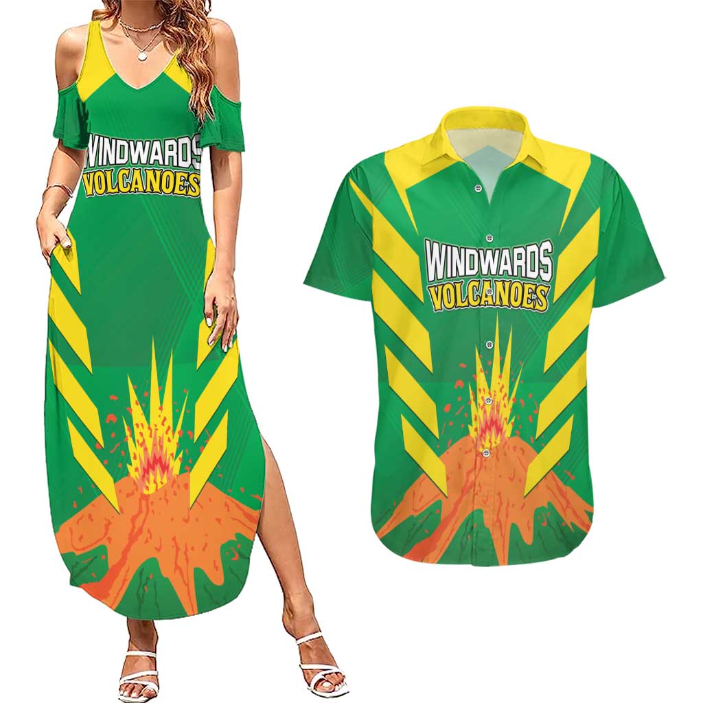Custom Cricket Windwards Volcanoes Couples Matching Summer Maxi Dress and Hawaiian Shirt All The Best LAVA Boys