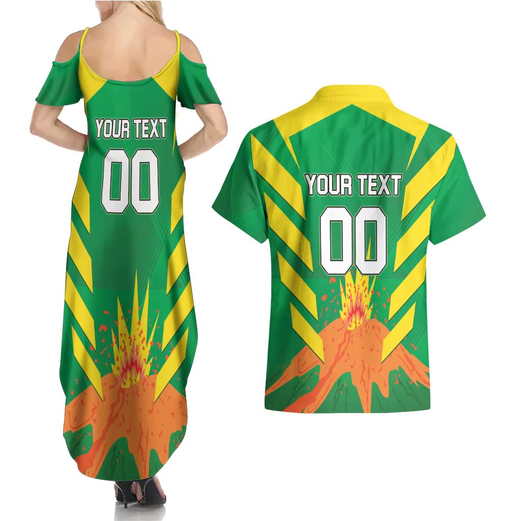 Custom Cricket Windwards Volcanoes Couples Matching Summer Maxi Dress and Hawaiian Shirt All The Best LAVA Boys