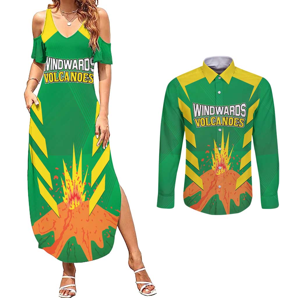 Custom Cricket Windwards Volcanoes Couples Matching Summer Maxi Dress and Long Sleeve Button Shirt All The Best LAVA Boys