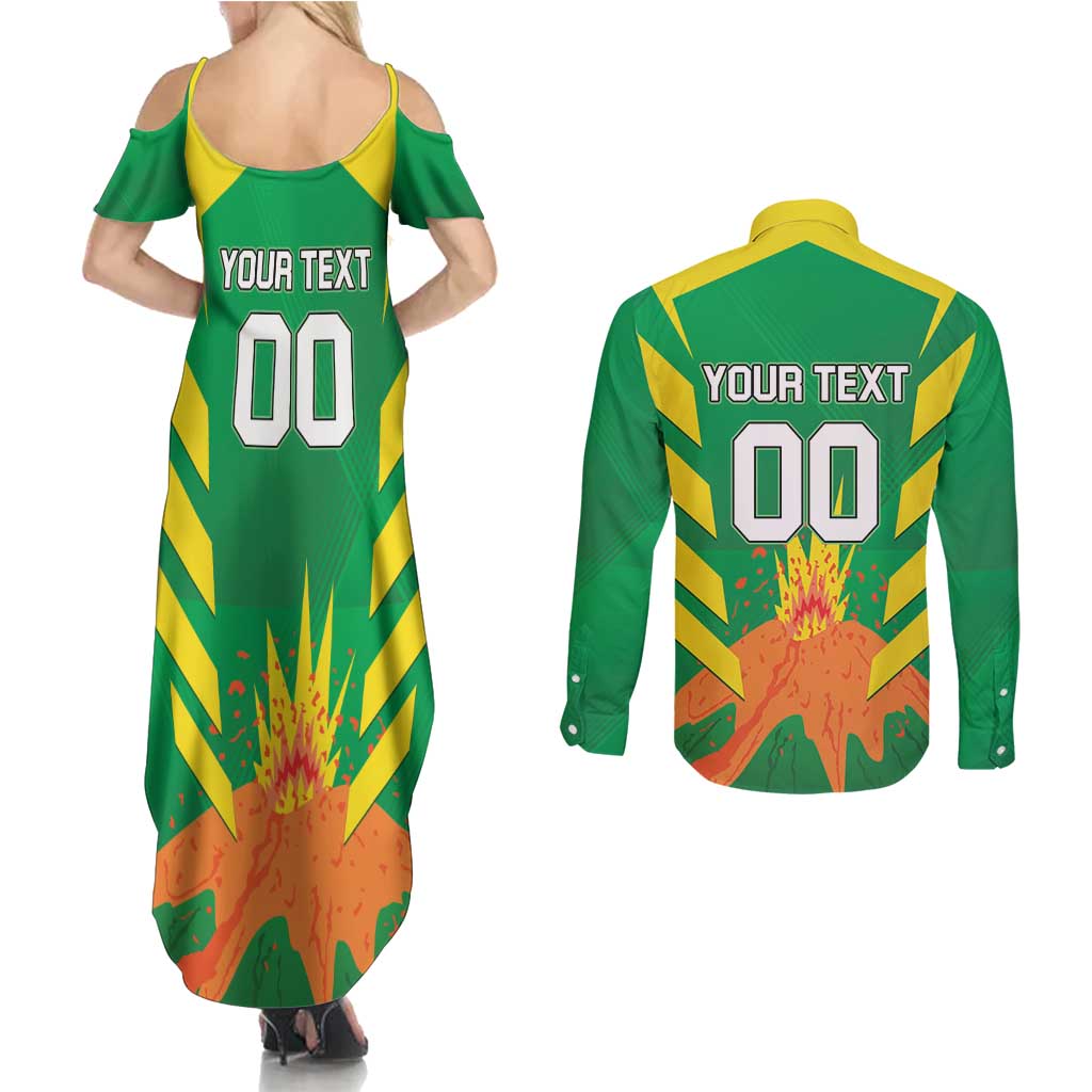 Custom Cricket Windwards Volcanoes Couples Matching Summer Maxi Dress and Long Sleeve Button Shirt All The Best LAVA Boys
