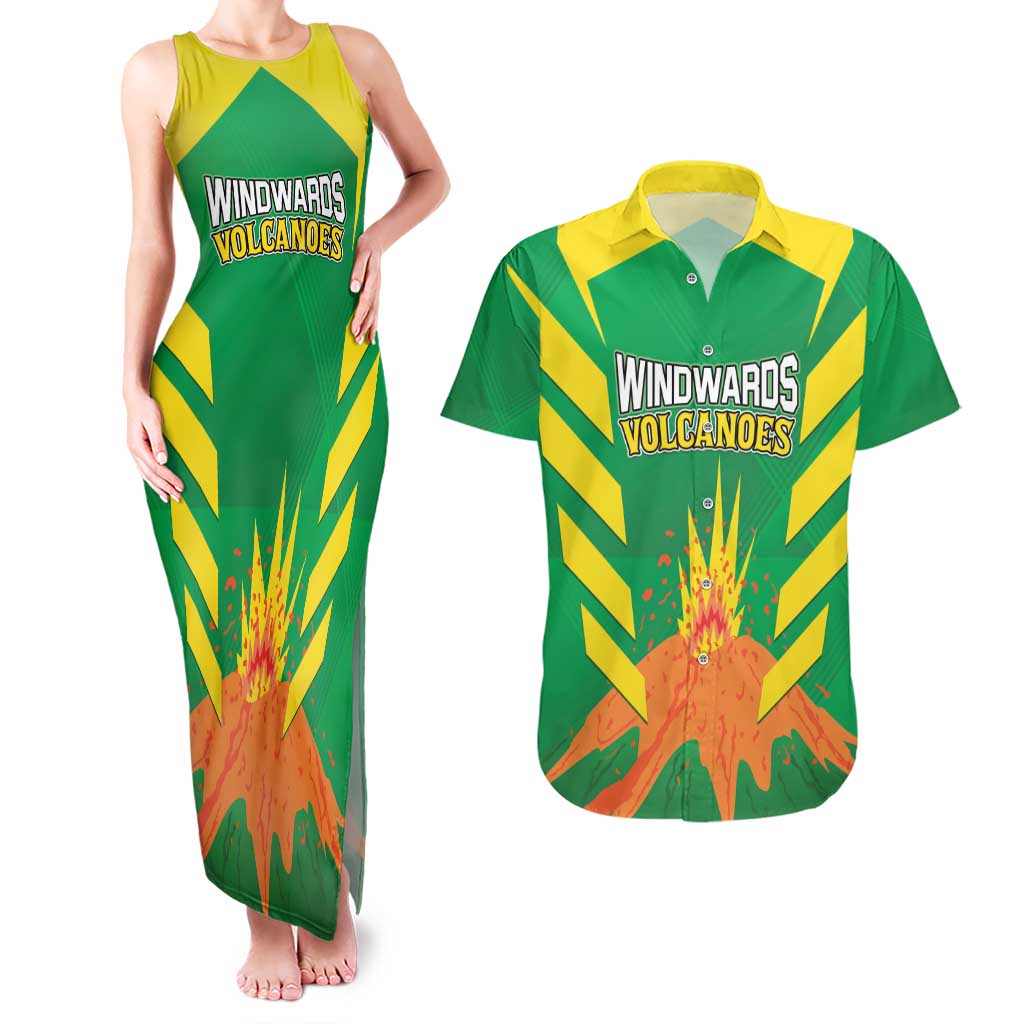 Custom Cricket Windwards Volcanoes Couples Matching Tank Maxi Dress and Hawaiian Shirt All The Best LAVA Boys