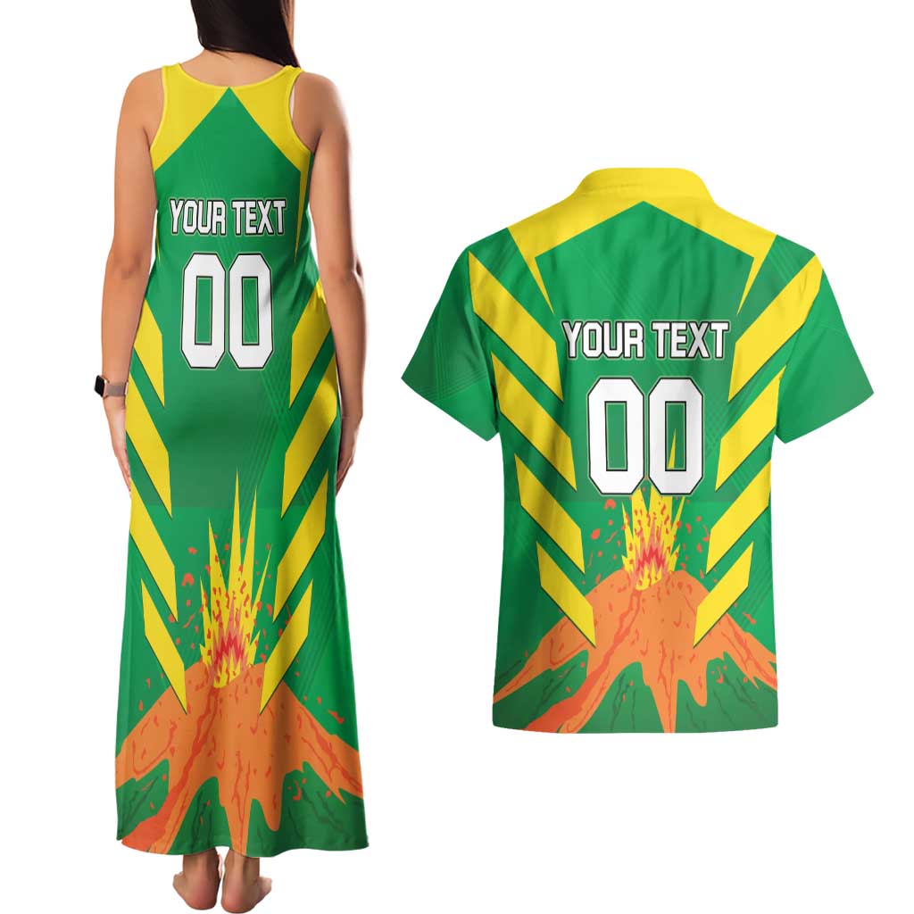 Custom Cricket Windwards Volcanoes Couples Matching Tank Maxi Dress and Hawaiian Shirt All The Best LAVA Boys