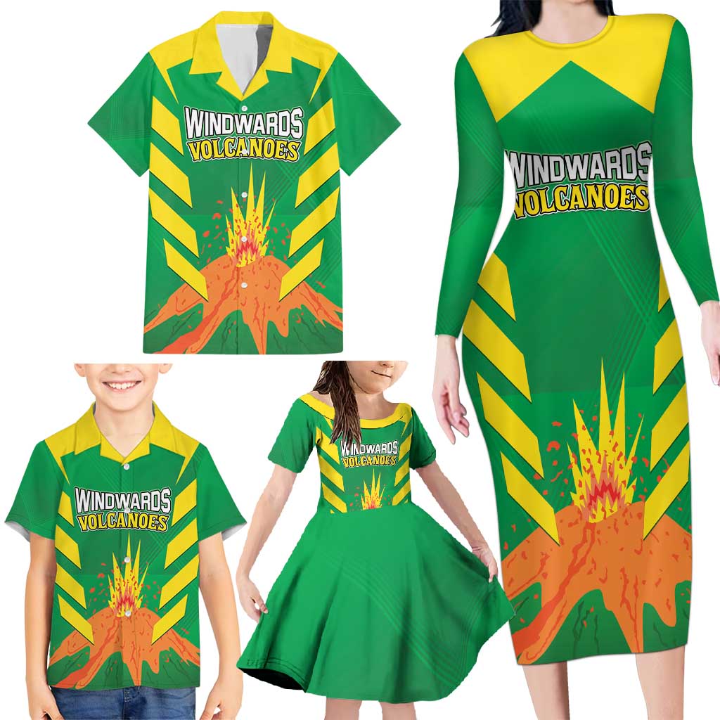 Custom Cricket Windwards Volcanoes Family Matching Long Sleeve Bodycon Dress and Hawaiian Shirt All The Best LAVA Boys