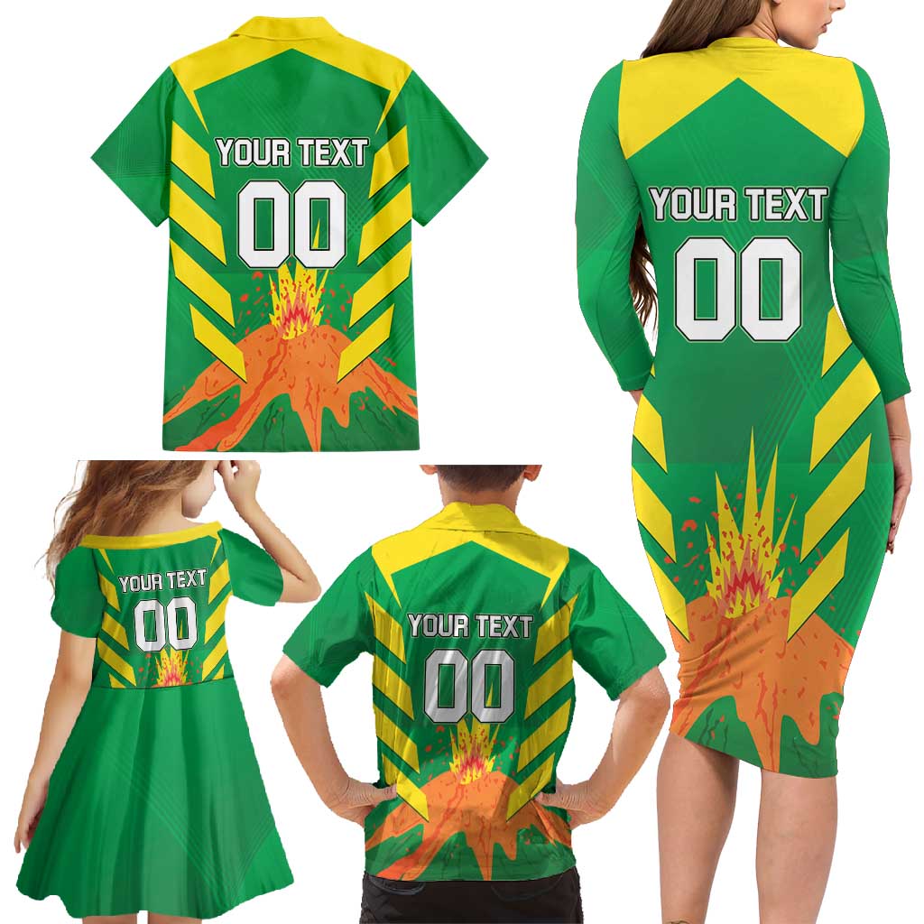 Custom Cricket Windwards Volcanoes Family Matching Long Sleeve Bodycon Dress and Hawaiian Shirt All The Best LAVA Boys