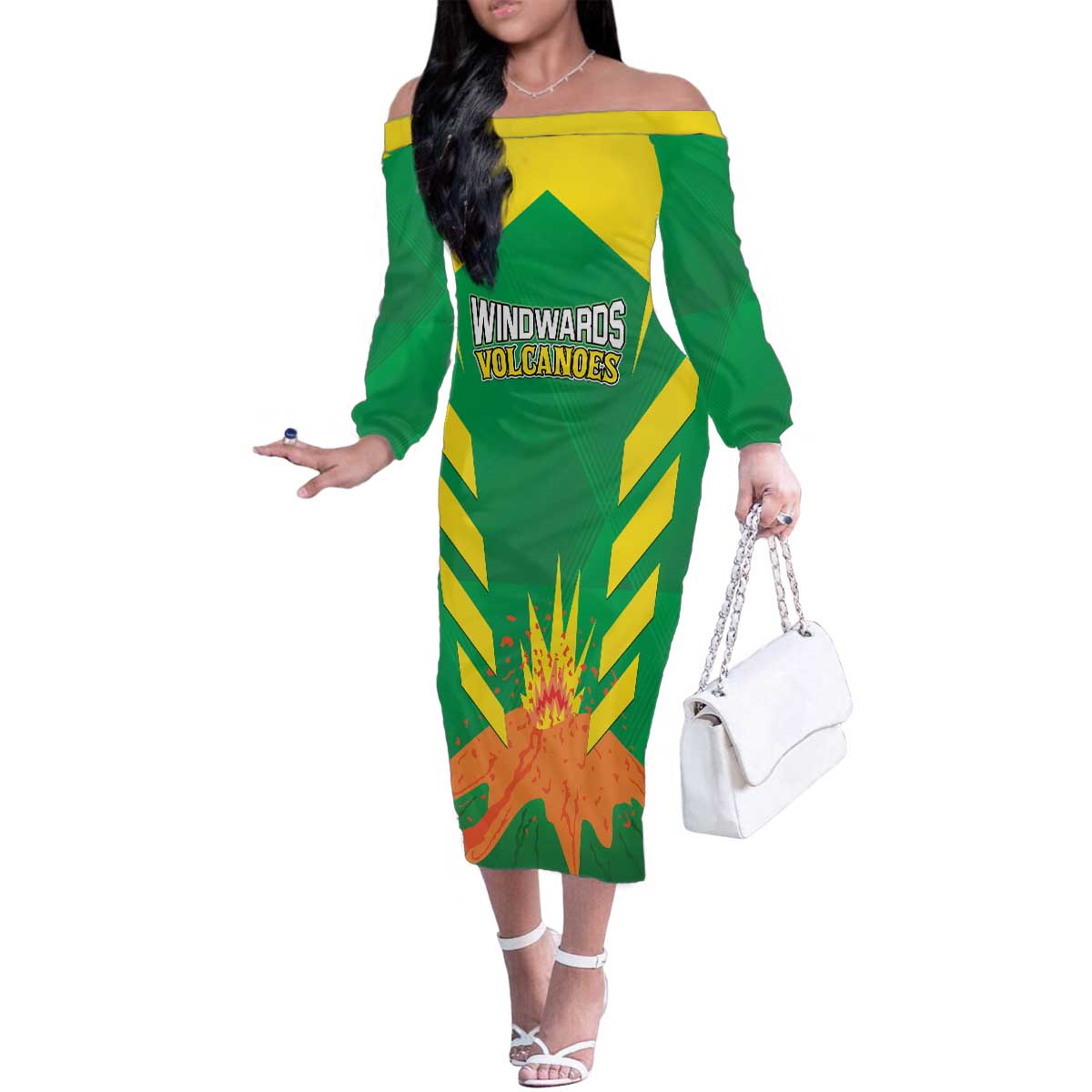 Custom Cricket Windwards Volcanoes Family Matching Off The Shoulder Long Sleeve Dress and Hawaiian Shirt All The Best LAVA Boys