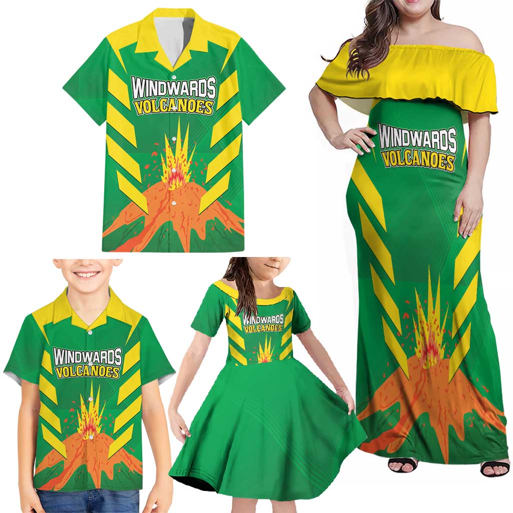 Custom Cricket Windwards Volcanoes Family Matching Off Shoulder Maxi Dress and Hawaiian Shirt All The Best LAVA Boys