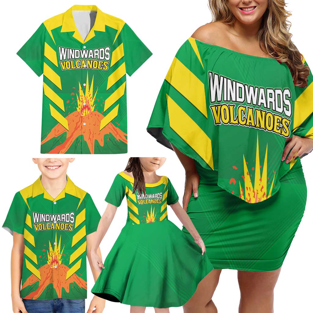 Custom Cricket Windwards Volcanoes Family Matching Off Shoulder Short Dress and Hawaiian Shirt All The Best LAVA Boys