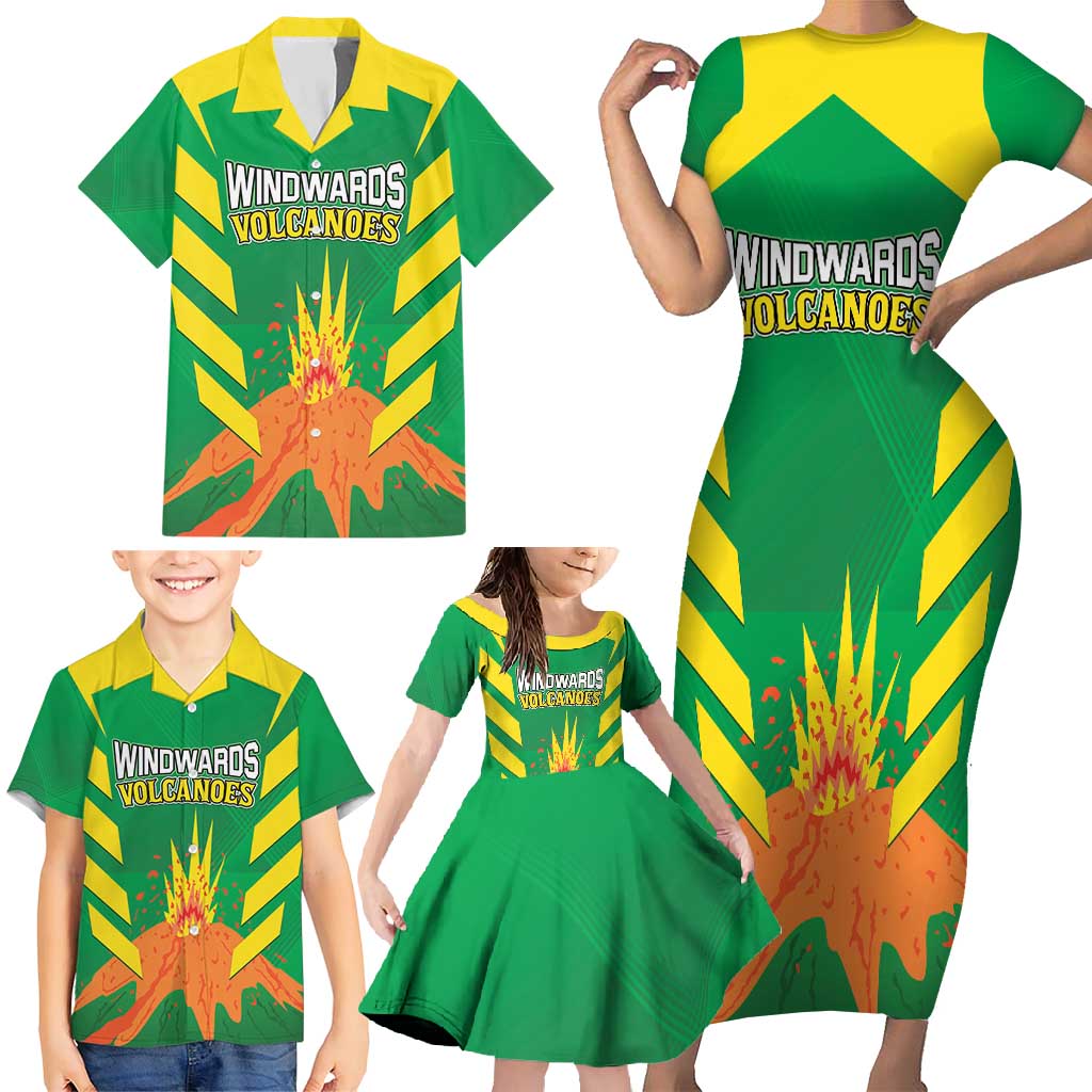 Custom Cricket Windwards Volcanoes Family Matching Short Sleeve Bodycon Dress and Hawaiian Shirt All The Best LAVA Boys