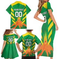 Custom Cricket Windwards Volcanoes Family Matching Short Sleeve Bodycon Dress and Hawaiian Shirt All The Best LAVA Boys