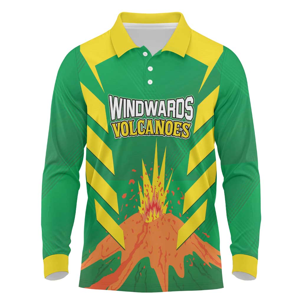 Custom Cricket Windwards Volcanoes Long Sleeve Polo Shirt All The Best LAVA Boys
