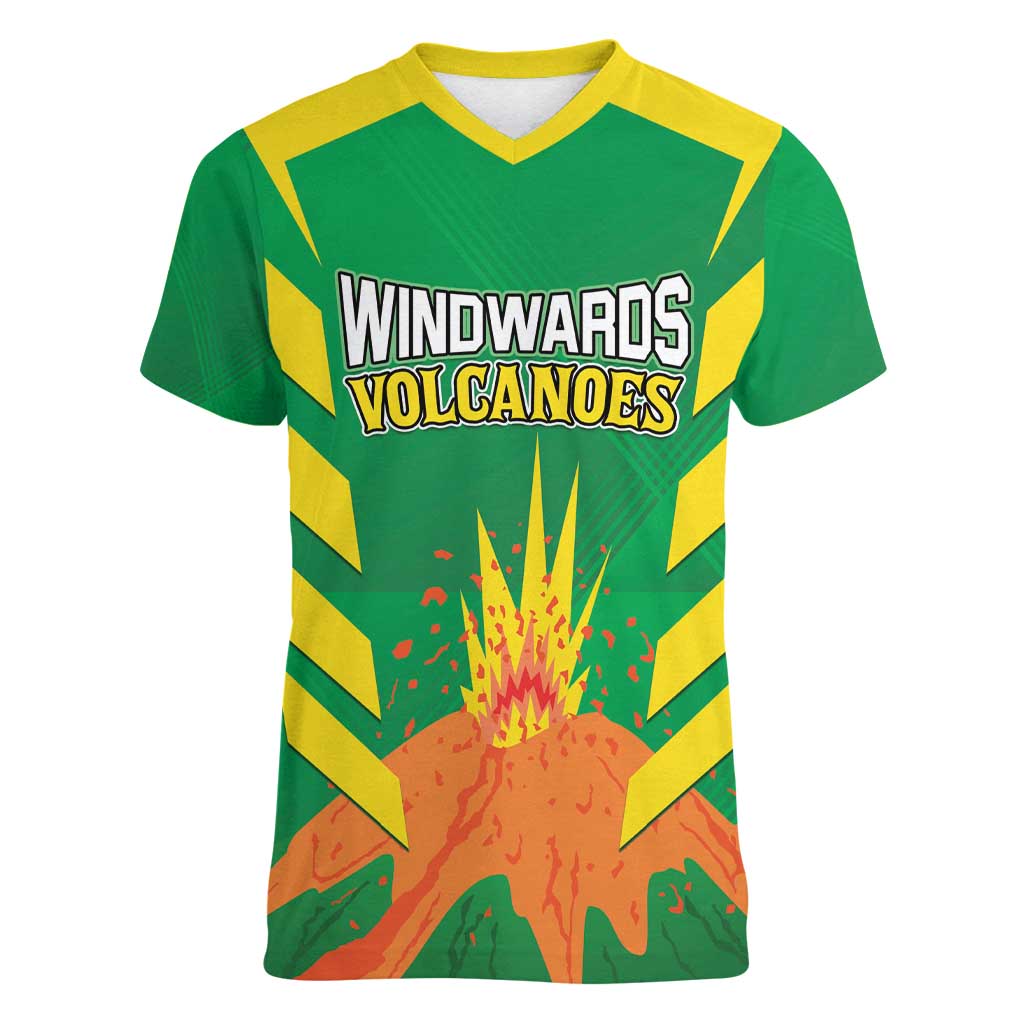 Custom Cricket Windwards Volcanoes Women V-Neck T-Shirt All The Best LAVA Boys