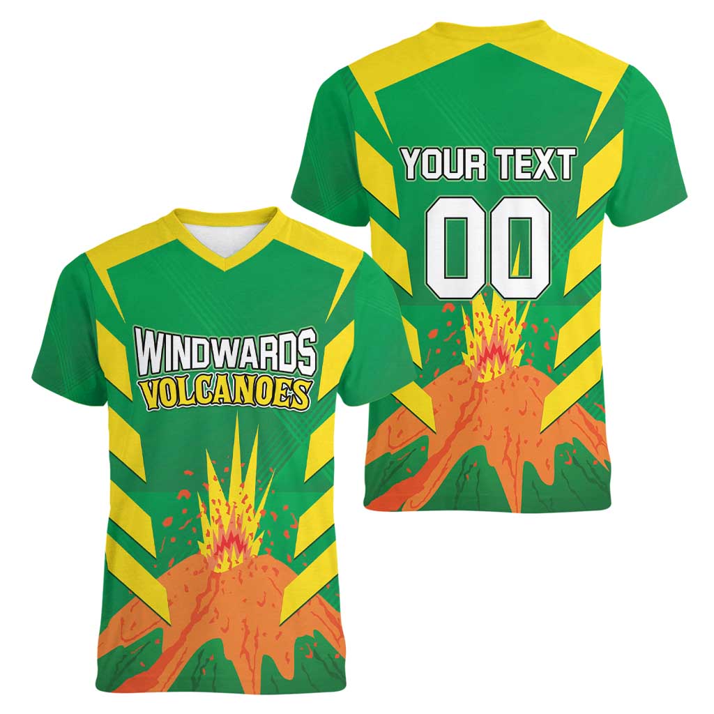 Custom Cricket Windwards Volcanoes Women V-Neck T-Shirt All The Best LAVA Boys