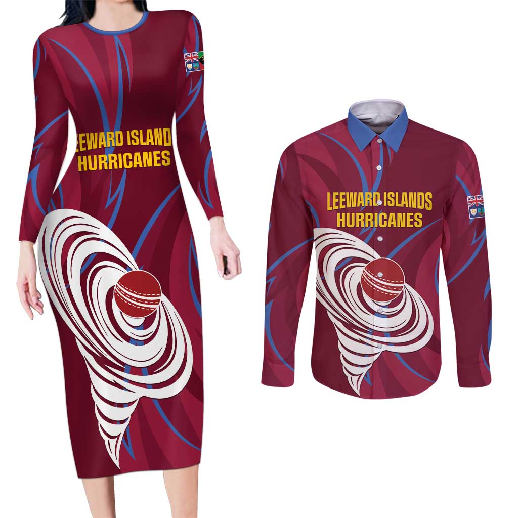 Custom Cricket Leeward Hurricanes Couples Matching Long Sleeve Bodycon Dress and Long Sleeve Button Shirt Come On Hurricanes Boys