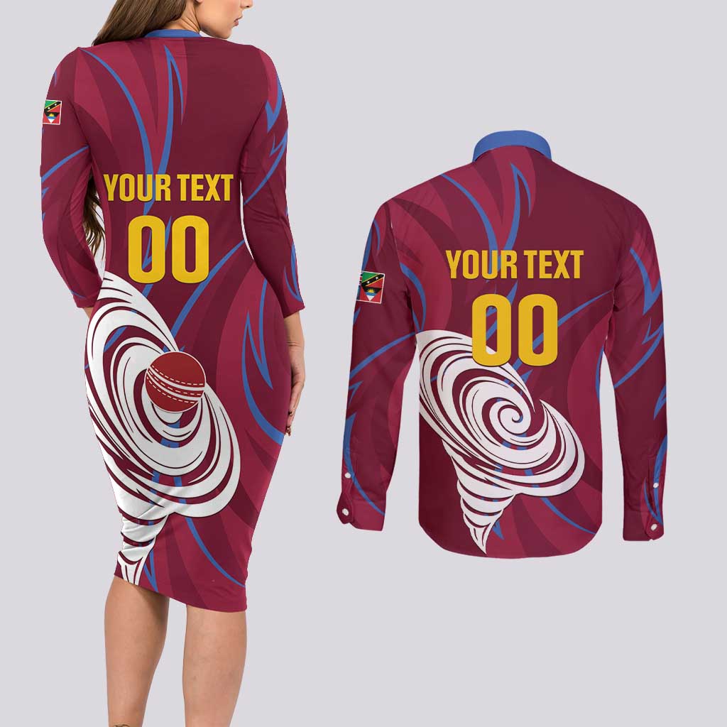 Custom Cricket Leeward Hurricanes Couples Matching Long Sleeve Bodycon Dress and Long Sleeve Button Shirt Come On Hurricanes Boys