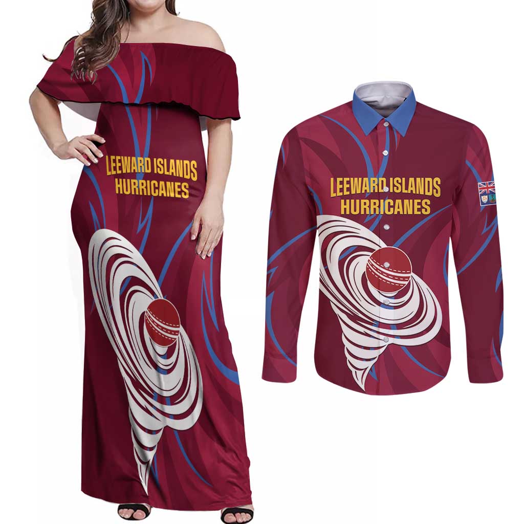 Custom Cricket Leeward Hurricanes Couples Matching Off Shoulder Maxi Dress and Long Sleeve Button Shirt Come On Hurricanes Boys
