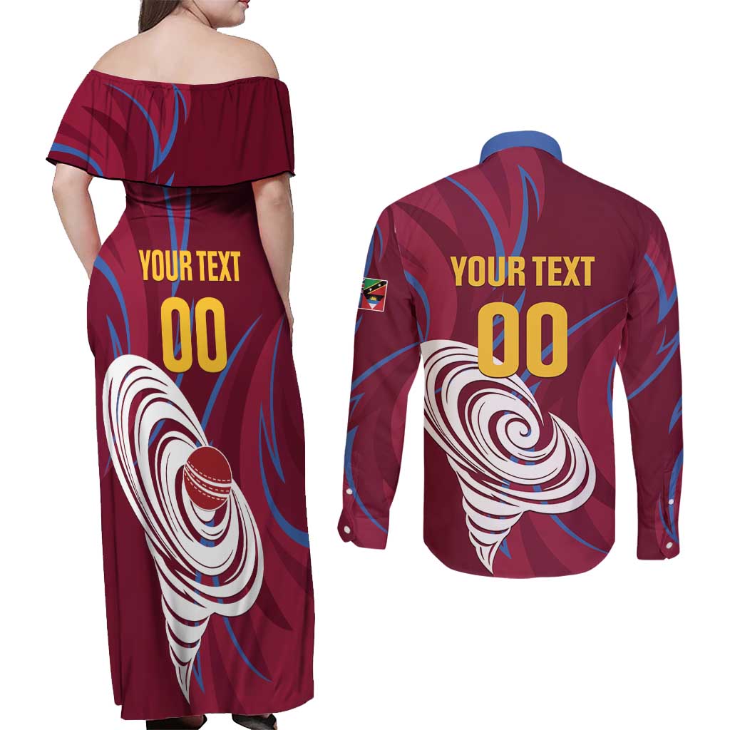 Custom Cricket Leeward Hurricanes Couples Matching Off Shoulder Maxi Dress and Long Sleeve Button Shirt Come On Hurricanes Boys