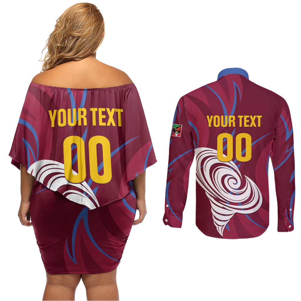 Custom Cricket Leeward Hurricanes Couples Matching Off Shoulder Short Dress and Long Sleeve Button Shirt Come On Hurricanes Boys