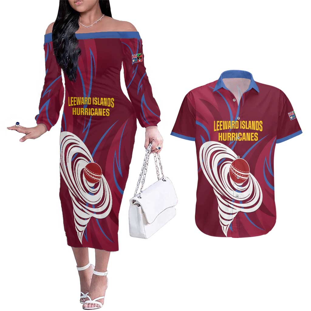 Custom Cricket Leeward Hurricanes Couples Matching Off The Shoulder Long Sleeve Dress and Hawaiian Shirt Come On Hurricanes Boys