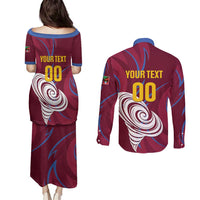 Custom Cricket Leeward Hurricanes Couples Matching Puletasi and Long Sleeve Button Shirt Come On Hurricanes Boys