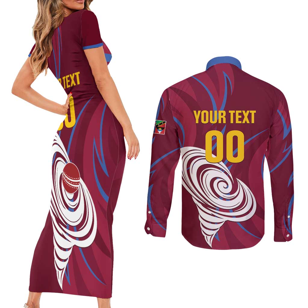 Custom Cricket Leeward Hurricanes Couples Matching Short Sleeve Bodycon Dress and Long Sleeve Button Shirt Come On Hurricanes Boys