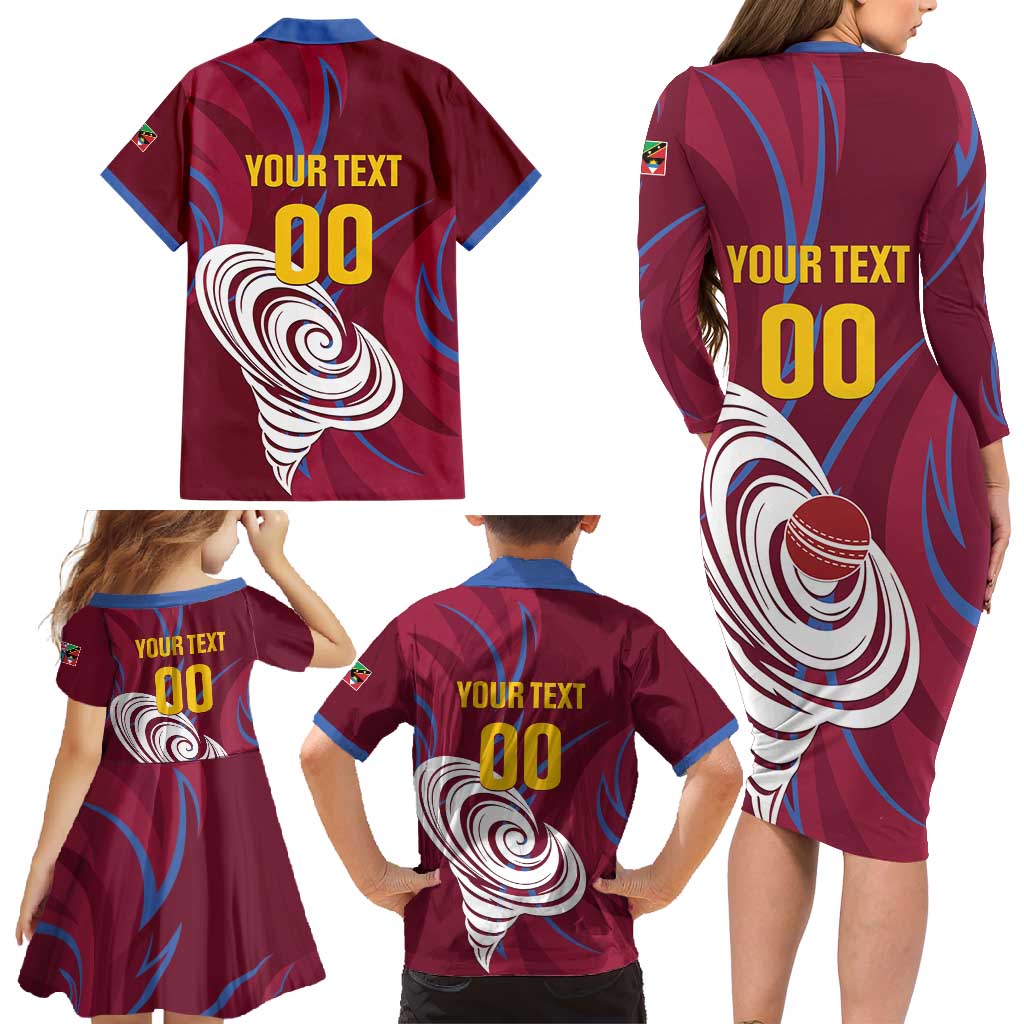 Custom Cricket Leeward Hurricanes Family Matching Long Sleeve Bodycon Dress and Hawaiian Shirt Come On Hurricanes Boys