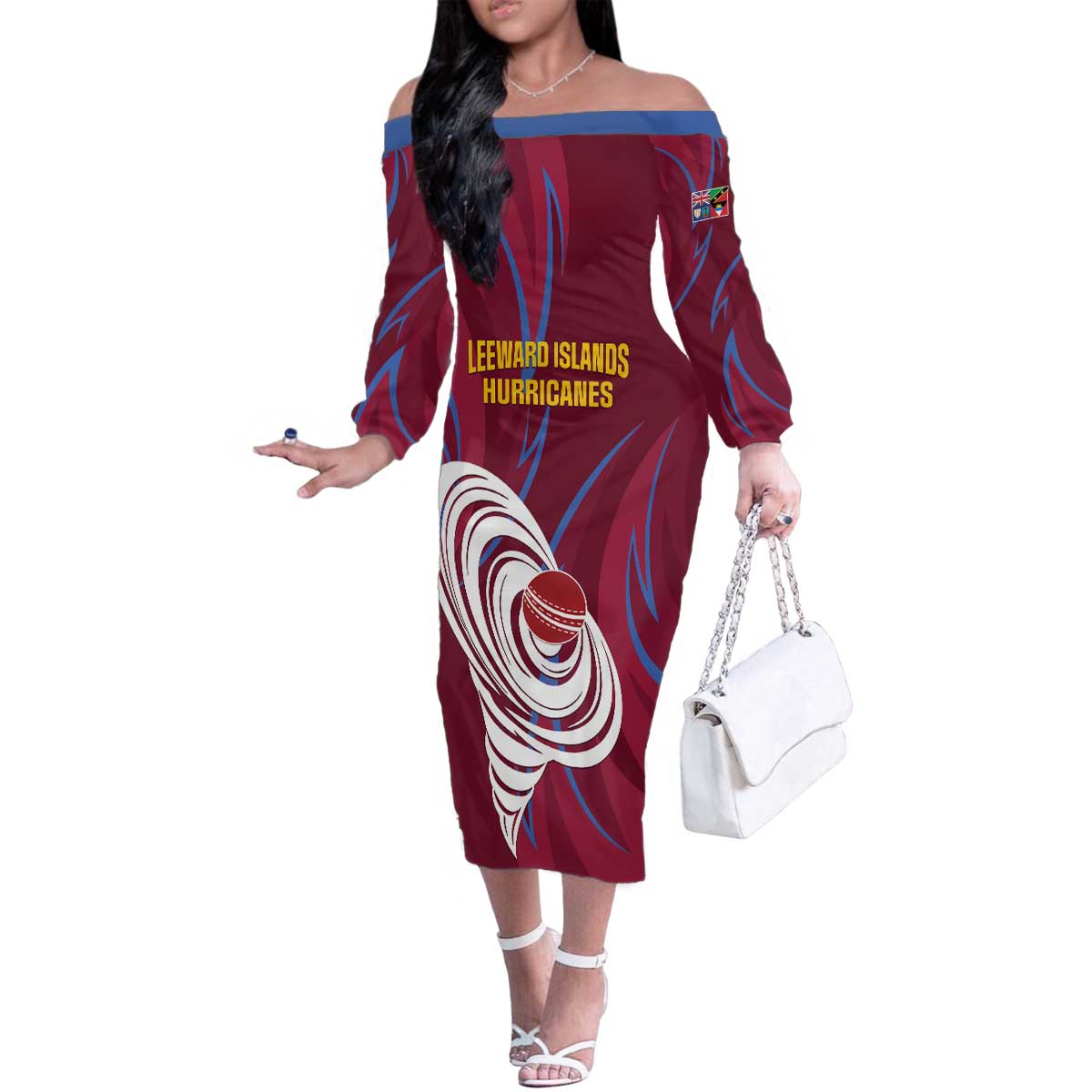 Custom Cricket Leeward Hurricanes Family Matching Off The Shoulder Long Sleeve Dress and Hawaiian Shirt Come On Hurricanes Boys