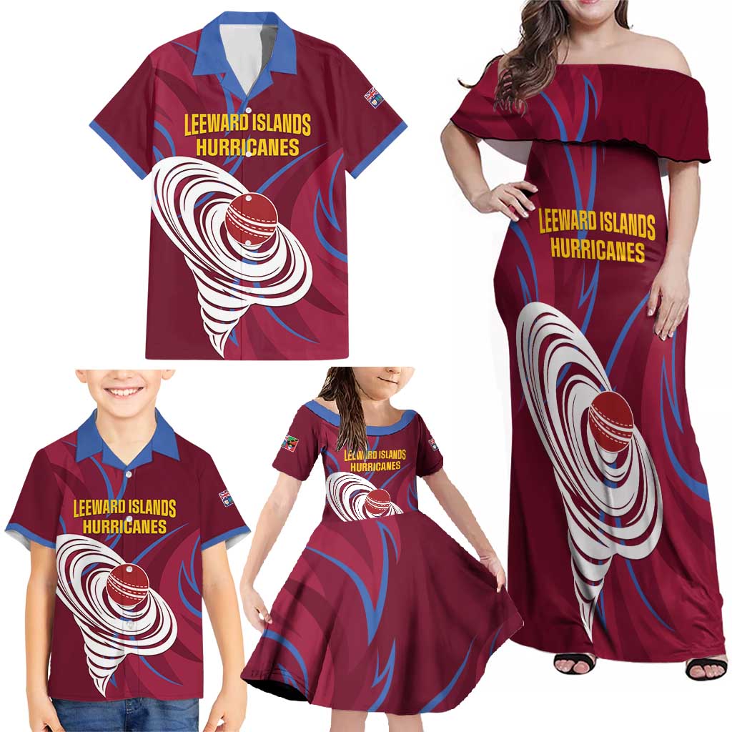 Custom Cricket Leeward Hurricanes Family Matching Off Shoulder Maxi Dress and Hawaiian Shirt Come On Hurricanes Boys