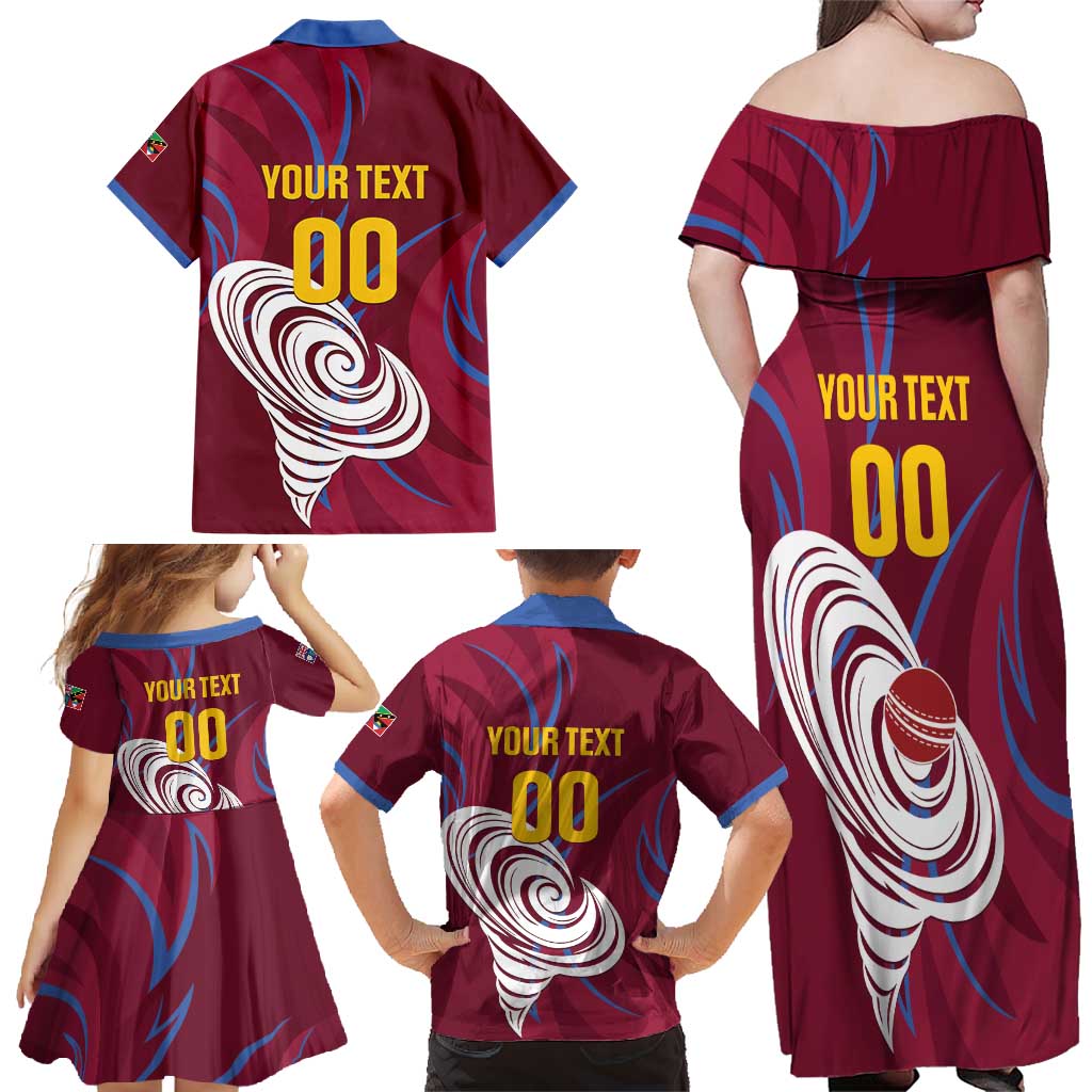 Custom Cricket Leeward Hurricanes Family Matching Off Shoulder Maxi Dress and Hawaiian Shirt Come On Hurricanes Boys