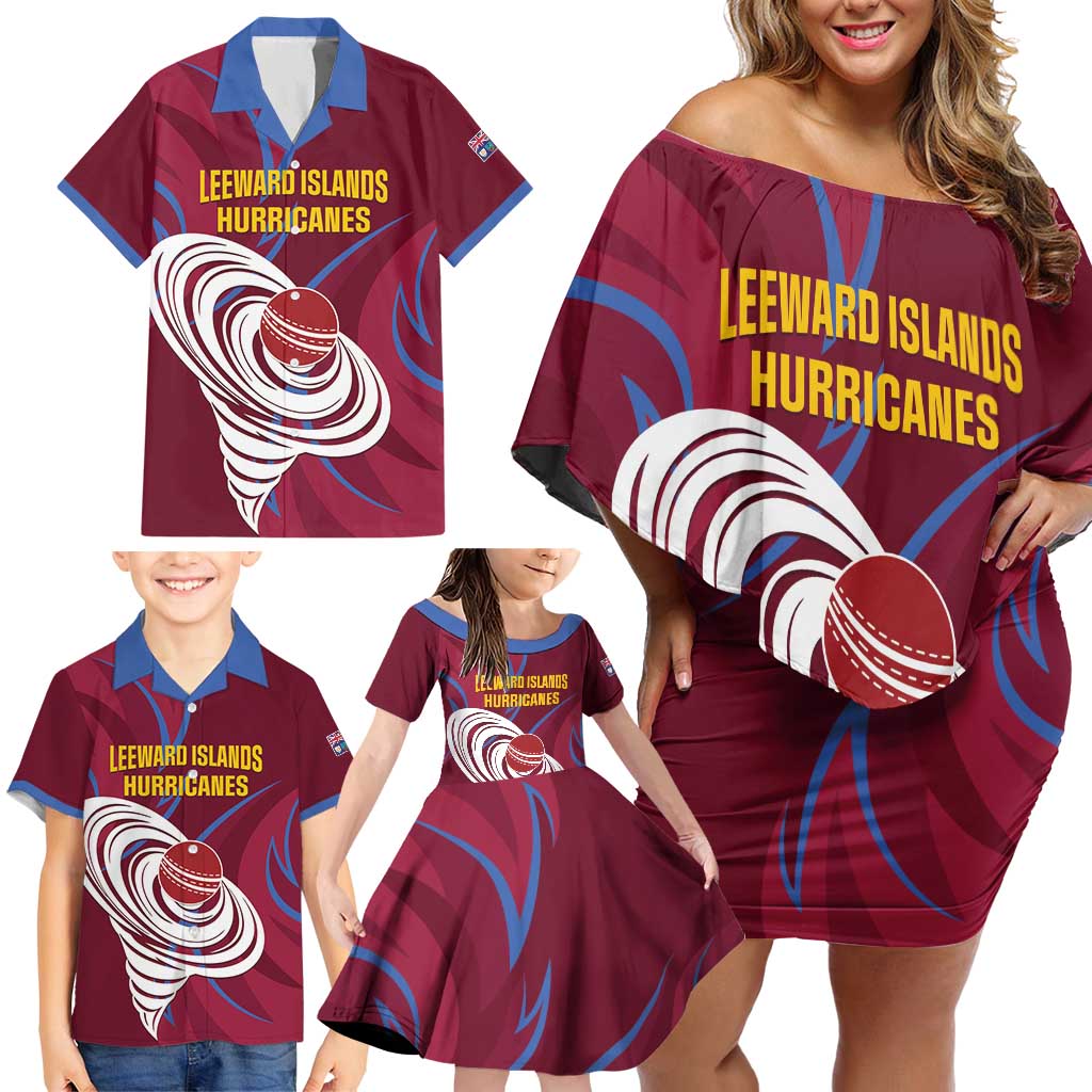 Custom Cricket Leeward Hurricanes Family Matching Off Shoulder Short Dress and Hawaiian Shirt Come On Hurricanes Boys