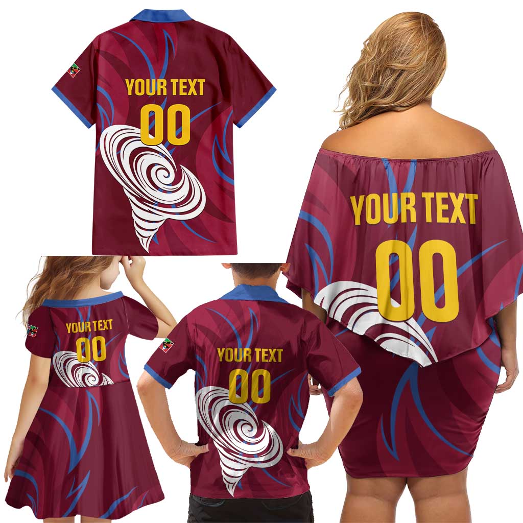 Custom Cricket Leeward Hurricanes Family Matching Off Shoulder Short Dress and Hawaiian Shirt Come On Hurricanes Boys