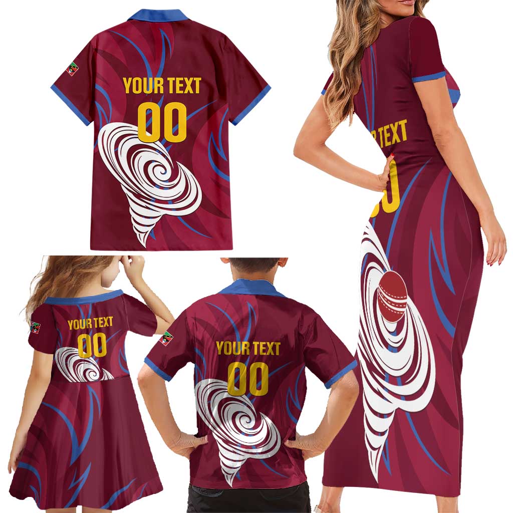 Custom Cricket Leeward Hurricanes Family Matching Short Sleeve Bodycon Dress and Hawaiian Shirt Come On Hurricanes Boys