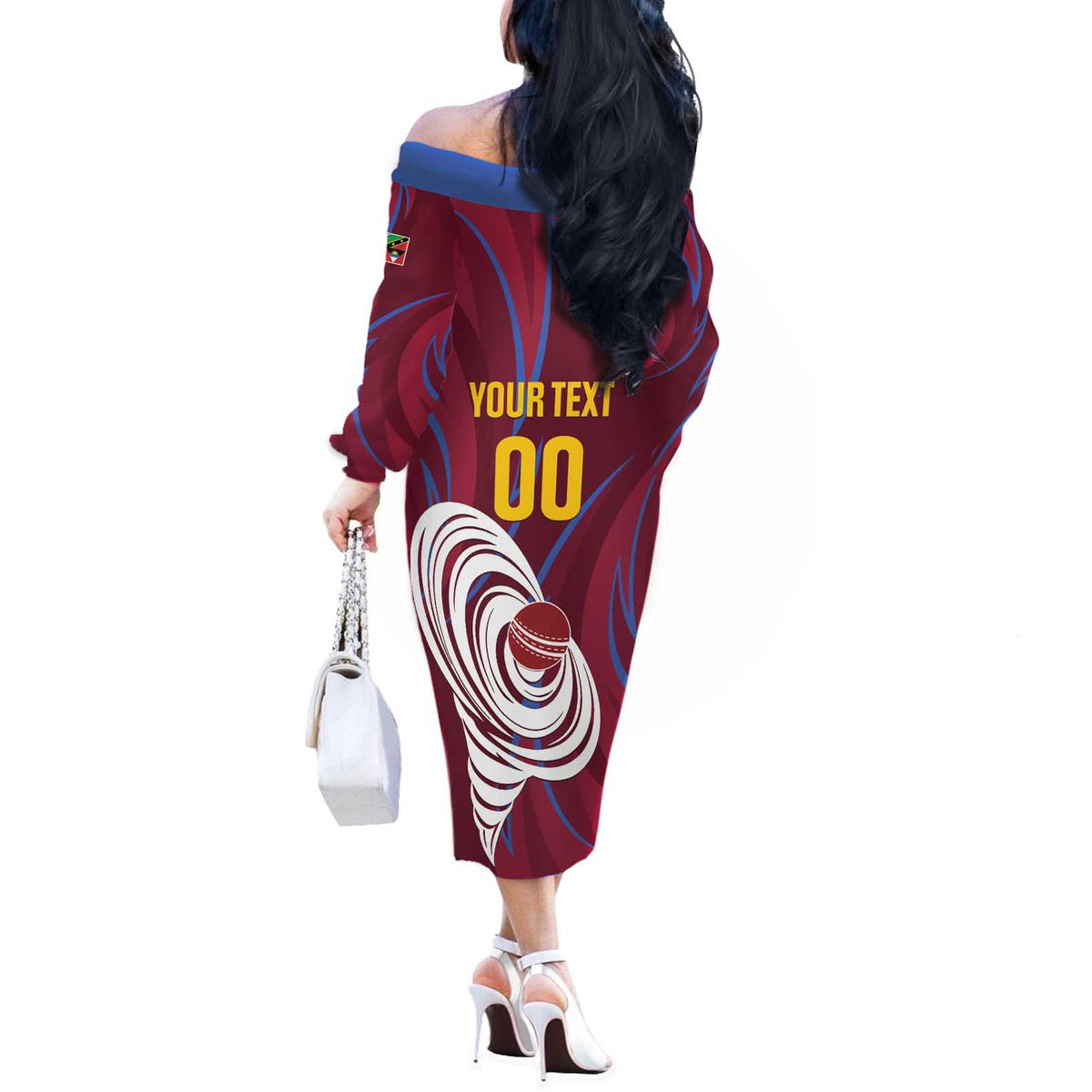 Custom Cricket Leeward Hurricanes Off The Shoulder Long Sleeve Dress Come On Hurricanes Boys