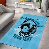 Personalized Kentucky Horse Racing Area Rug Beauty and The Horse Blue Version LT01
