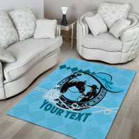 Personalized Kentucky Horse Racing Area Rug Beauty and The Horse Blue Version LT01
