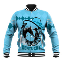 Personalized Kentucky Horse Racing Baseball Jacket Beauty and The Horse Blue Version LT01