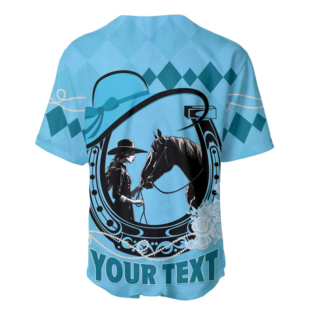 Personalized Kentucky Horse Racing Baseball Jersey Beauty and The Horse Blue Version LT01