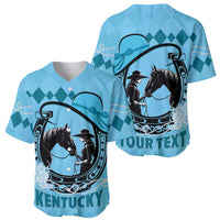 Personalized Kentucky Horse Racing Baseball Jersey Beauty and The Horse Blue Version LT01