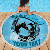 Personalized Kentucky Horse Racing Beach Blanket Beauty and The Horse Blue Version LT01