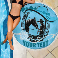 Personalized Kentucky Horse Racing Beach Blanket Beauty and The Horse Blue Version LT01