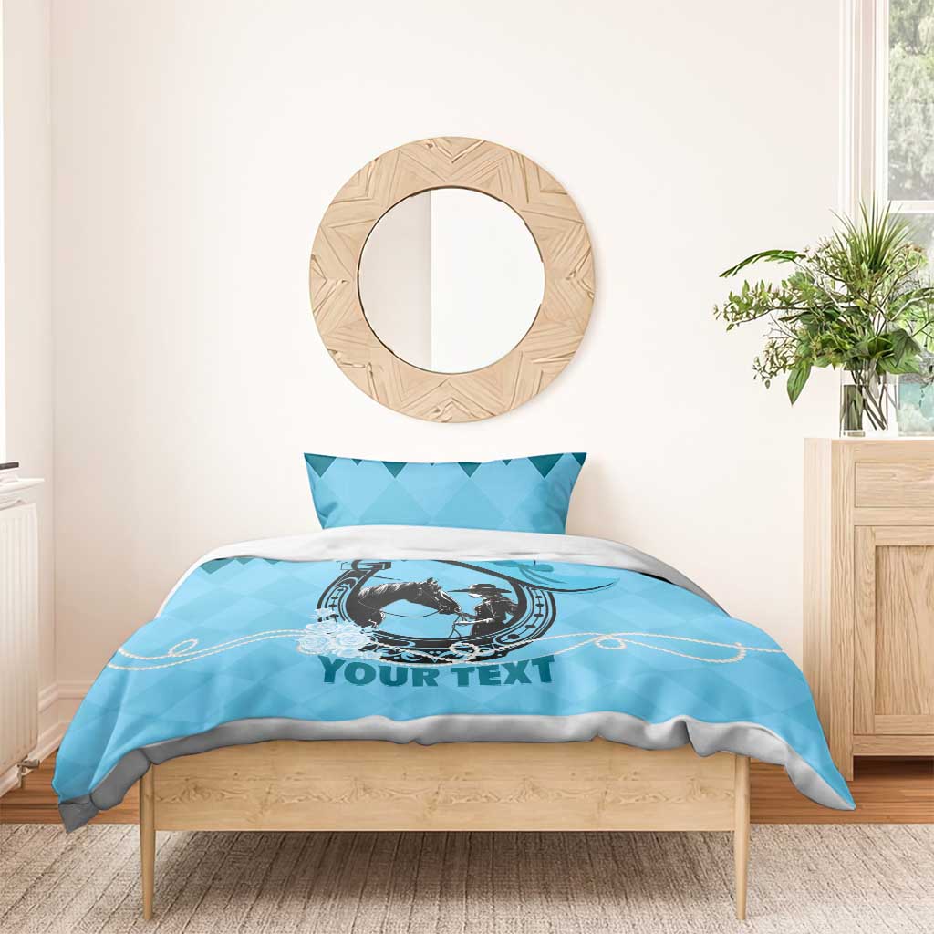 Personalized Kentucky Horse Racing Bedding Set Beauty and The Horse Blue Version LT01