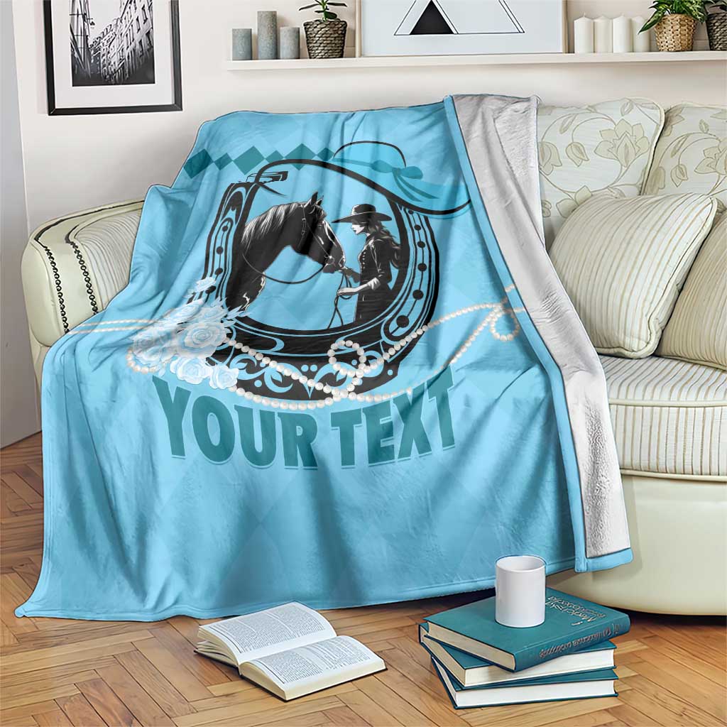 Personalized Kentucky Horse Racing Blanket Beauty and The Horse Blue Version LT01
