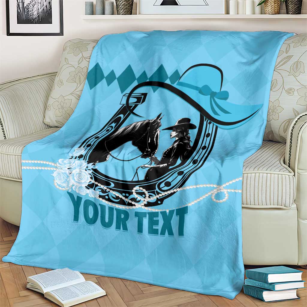 Personalized Kentucky Horse Racing Blanket Beauty and The Horse Blue Version LT01