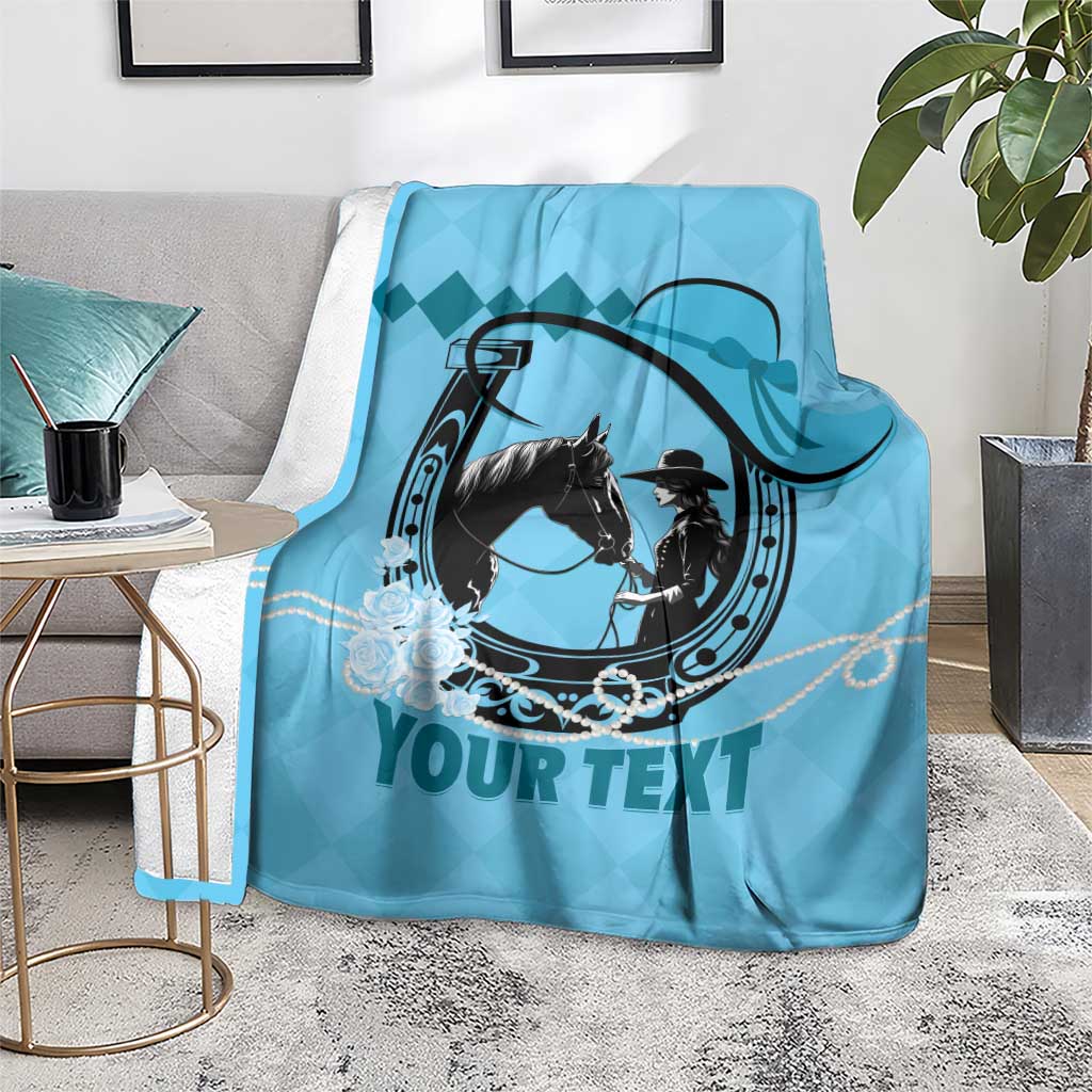 Personalized Kentucky Horse Racing Blanket Beauty and The Horse Blue Version LT01