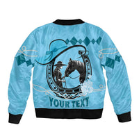Personalized Kentucky Horse Racing Bomber Jacket Beauty and The Horse Blue Version LT01