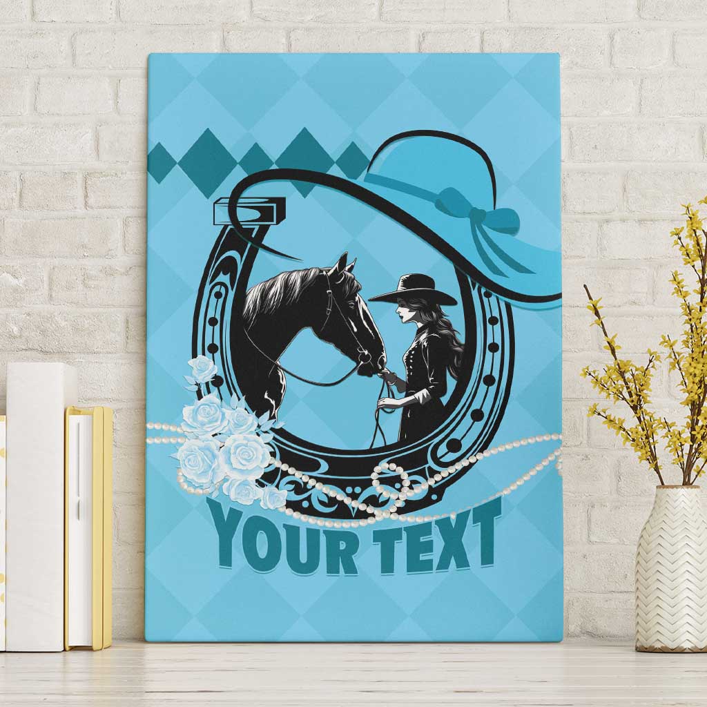 Personalized Kentucky Horse Racing Canvas Wall Art Beauty and The Horse Blue Version LT01
