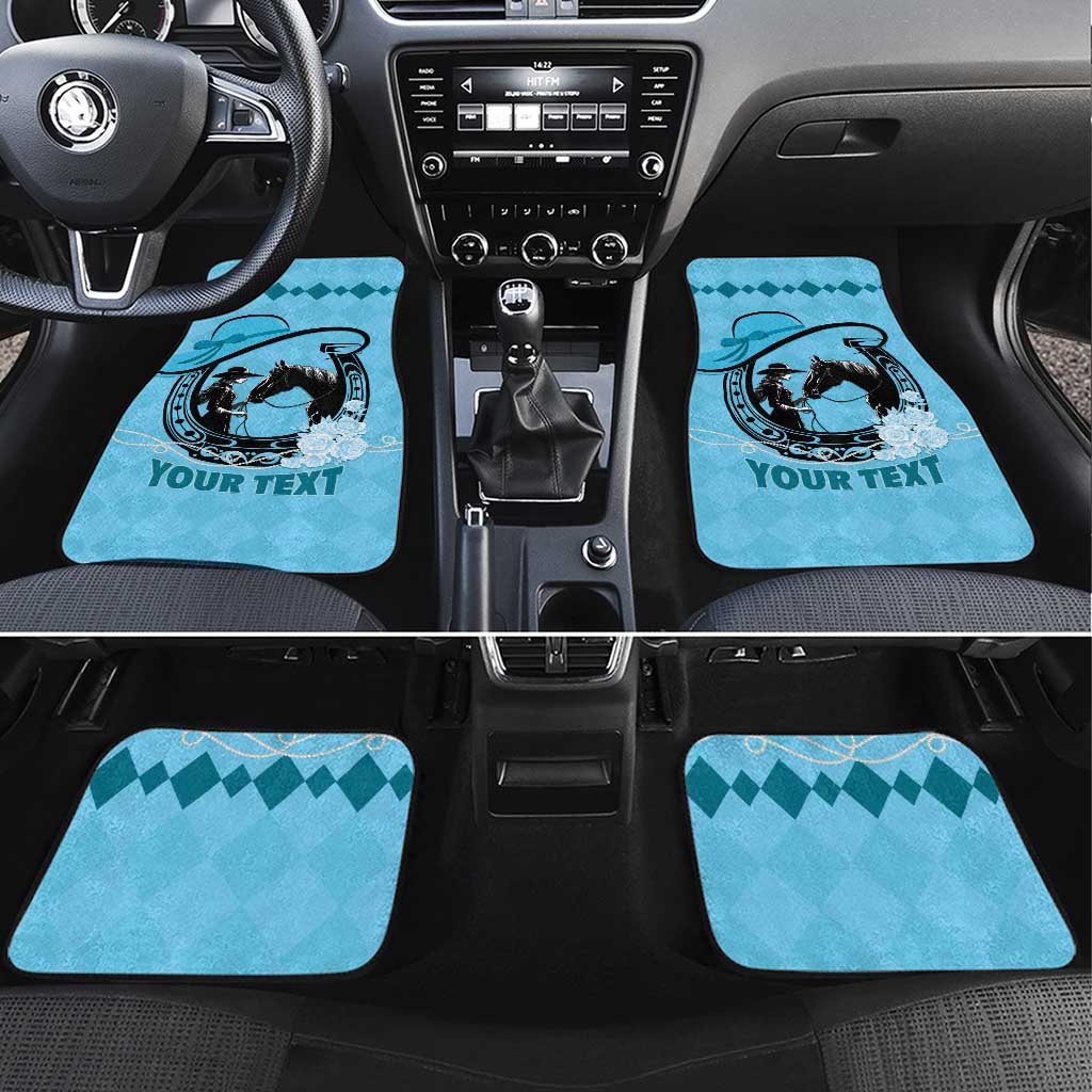 Personalized Kentucky Horse Racing Car Mats Beauty and The Horse Blue Version LT01