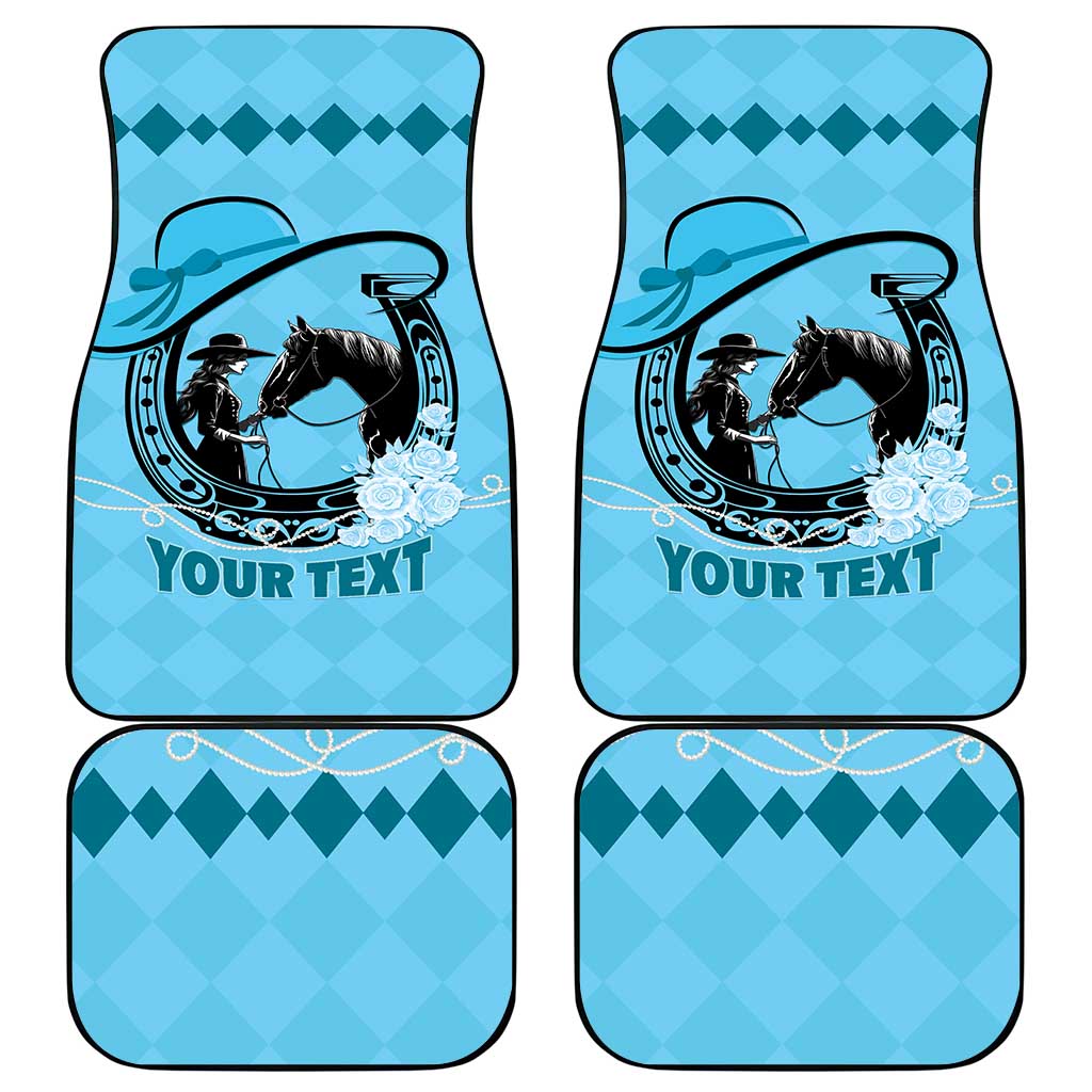 Personalized Kentucky Horse Racing Car Mats Beauty and The Horse Blue Version LT01