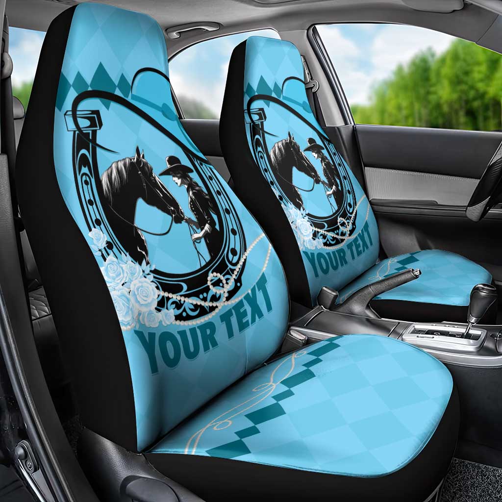 Personalized Kentucky Horse Racing Car Seat Cover Beauty and The Horse Blue Version LT01