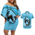 Personalized Kentucky Horse Racing Couples Matching Off Shoulder Short Dress and Hawaiian Shirt Beauty and The Horse Blue Version LT01