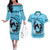 Personalized Kentucky Horse Racing Couples Matching Off The Shoulder Long Sleeve Dress and Hawaiian Shirt Beauty and The Horse Blue Version LT01